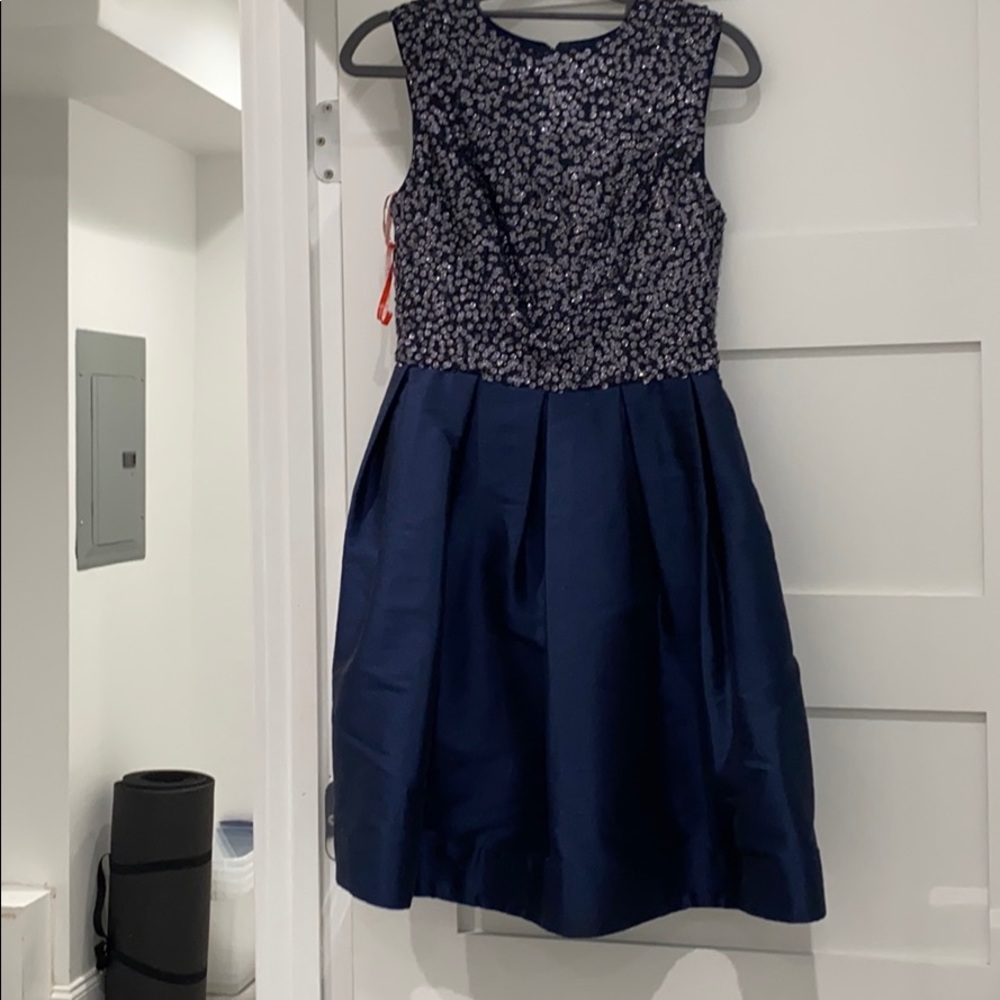 monique lhuillier taffeta dress with sequin body